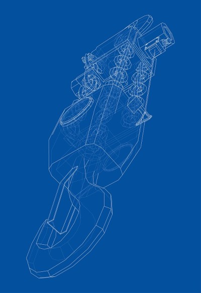Pneumatic Wire Rope Winch concept outline. Vector