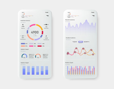 现代移动信息图向量模板与统计图表和财务图表。伟大的设计适用于任何目的。图贸易增长。金融关系图。简单的