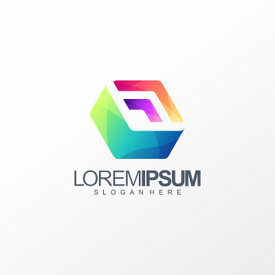 立方体盒logo设计矢量插图