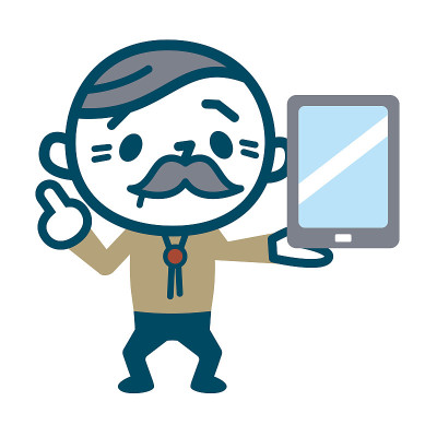 有触摸面板的资深男性