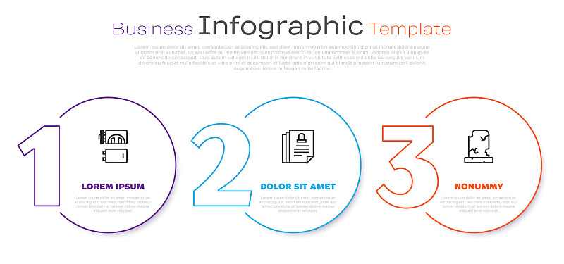 设火葬场、死亡证明、带墓碑的老坟。业务信息模板。向量