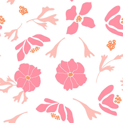 Stylized flowers hand drawn color vector seamless 