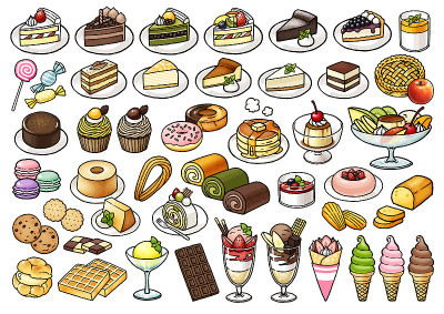[Food illustration material] Hand-painted vector i