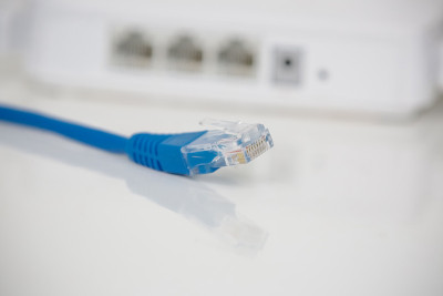 Internet网络蓝色网线，在输入端有连接器。