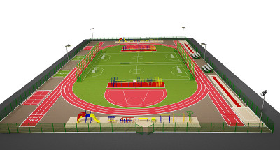 运动场地3d模型隔离在白色