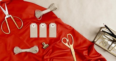 缝纫材料的俯视图