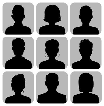 Silhouette heads. Male and female head silhouettes