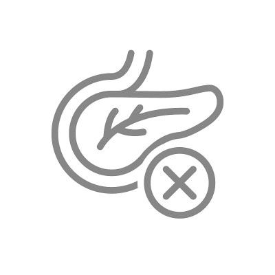 胰腺与十字勾线图标。疾病内脏器官标志