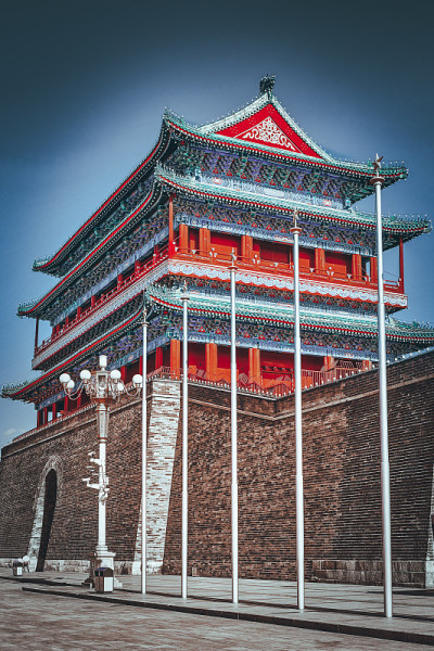 美丽的正阳门(前门)。这个著名的大门位于北京天安门广场的南面。