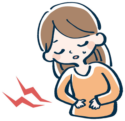女子胃痛插画