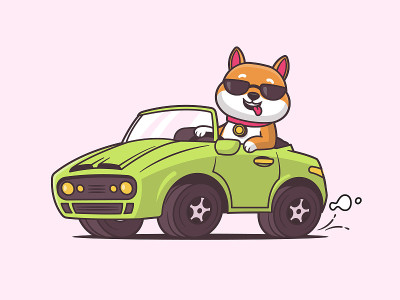 柴犬开着肌肉车