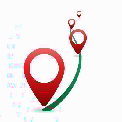 GPS指针在路上。卡通矢量图