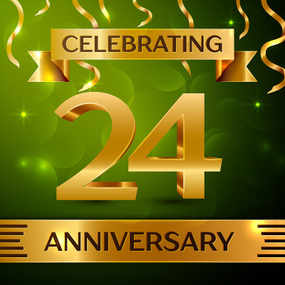 Realistic Twenty four 24 Years Anniversary Celebra
