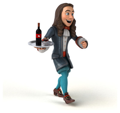 3D插图的卡通人在历史巴洛克服装