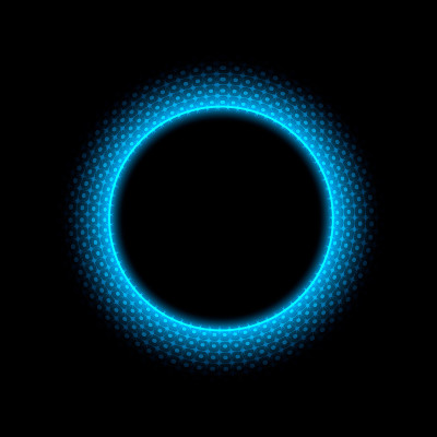 Abstract circle with dots light effect on black ba