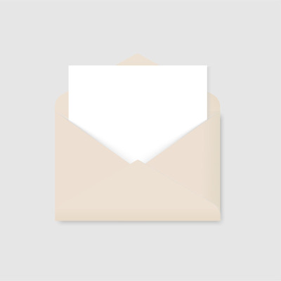Realistic blank white letter paper envelope front 