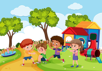 小孩在公园欺负朋友的场景