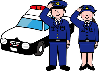 警察、女警察和警车