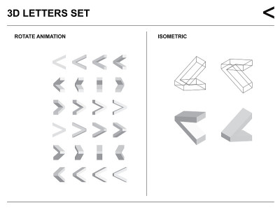 3d小于符号字母字母设置动画等距线框向量
