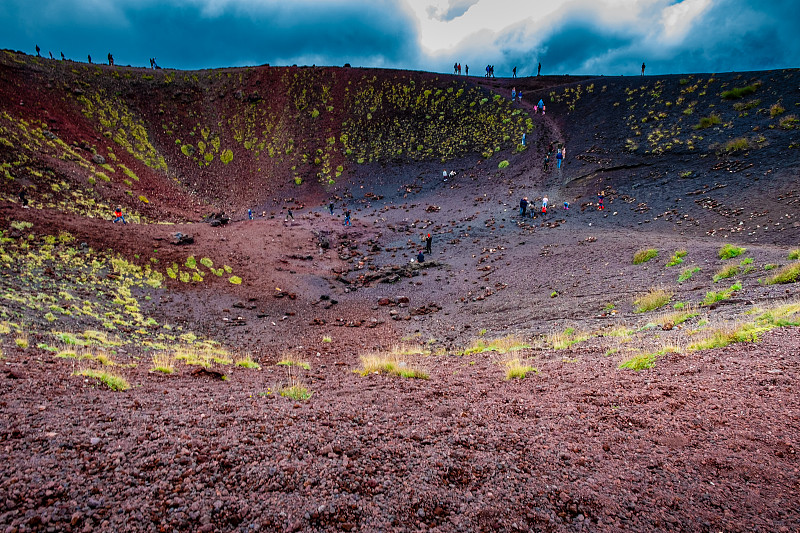 埃特纳国家公园全景火山景观火山口，西西里岛