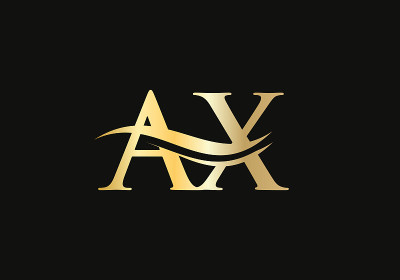 首字母金AX标志设计具有现代时尚感
