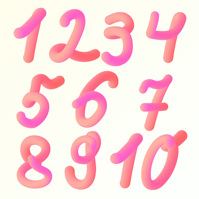 体积3D数字从1到10。矢量插图。