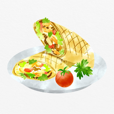 手绘营养沙瓦玛插图矢量插图