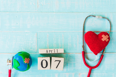 世界卫生日木块日历，4月7日。