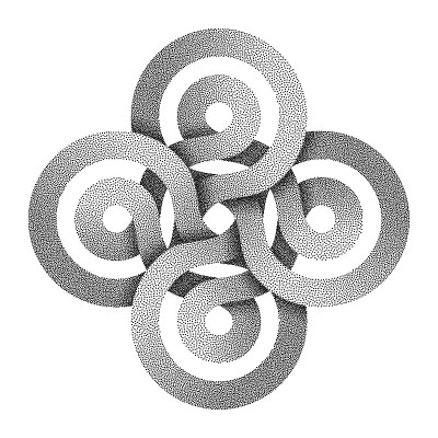 用两个交织的条纹做成的点画的凯尔特十字符号。矢量插图。