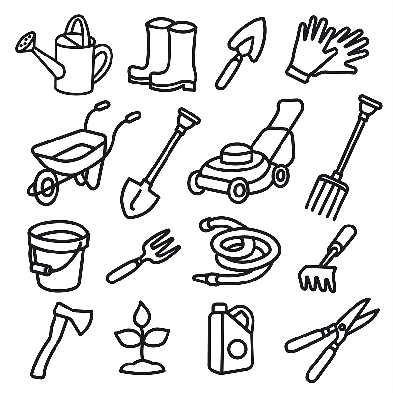 garden tools icons