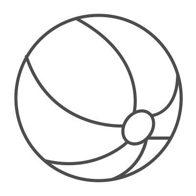 Inflatable ball thin line icon, kid toys concept, 