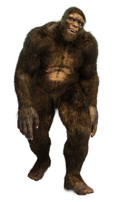 3D插图Sasquatch或大脚在白色