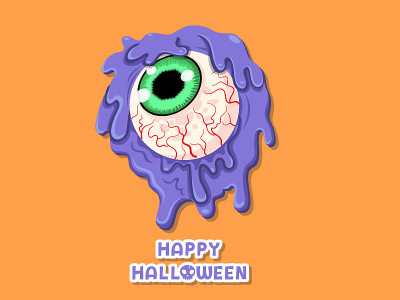 Happy Halloween. icon Creepy eye ball. Concept col
