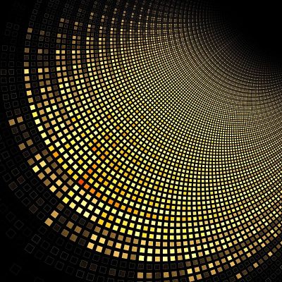 抽象分形金正方形像素马赛克插图