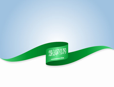 沙特阿拉伯旗帜波浪抽象背景。矢量插图。