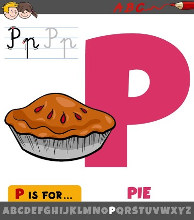 字母P工作表与卡通饼