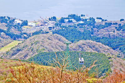 日本神奈川县箱根Komagatake山缆车。