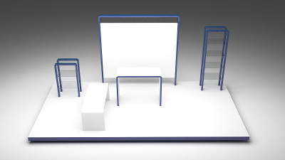 空白展位，空间插画拷贝，原创设计3d效实图