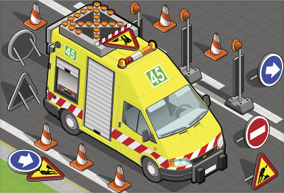 等距的路边援助卡车