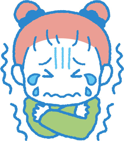 一个女孩在寒冷中颤抖的插图