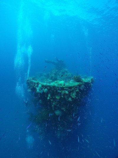 Famous wreck ship Fujikawa maru in Truk lagoon