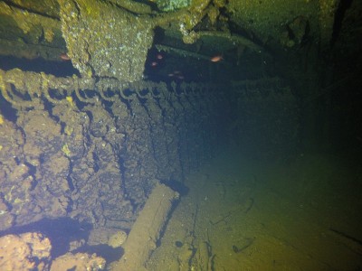 Famous wreck ship Fujikawa maru in Truk lagoon