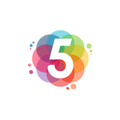 摘要5标志设计概念向量，彩色数字5标志设计