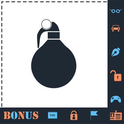 Hand grenade icon flat