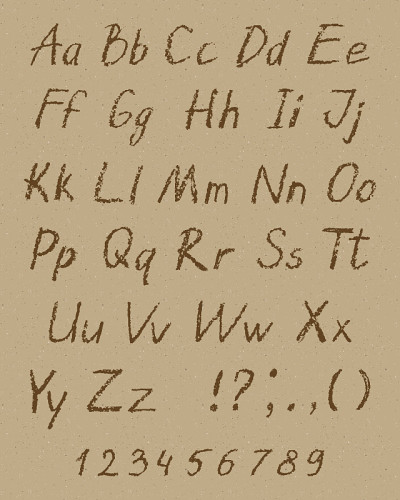 蜡笔儿童绘画字母表。