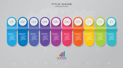 10 steps infographics chart design element. For da
