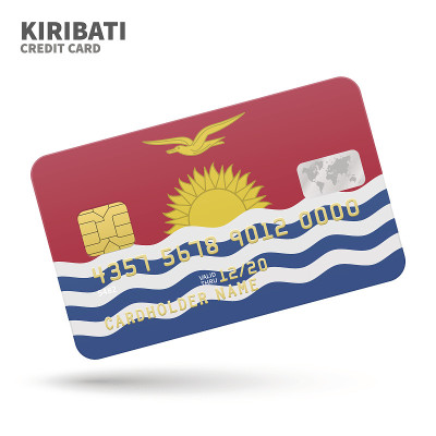 Credit card with Kiribati flag background for bank