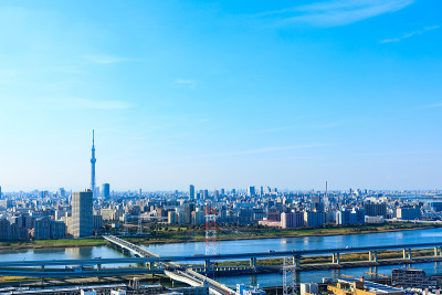 观景台的天空树和城市景观