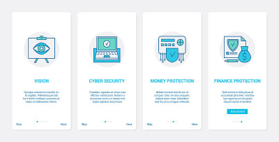 网络安全，金融银行账户UX, UI登陆手机应用页面屏幕设置