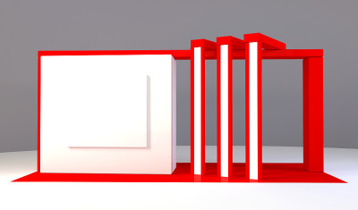 红色展台3d效果图